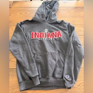 Champion Indiana University Hoosiers Gray Embroidered Hoodie Size Small